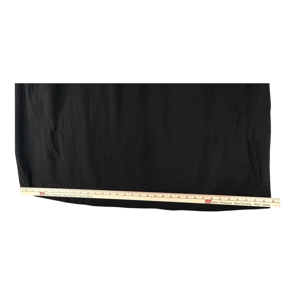 Eileen Fisher Black Organic Cotton Skirt Womens Large Lined Elastic Waist Pocket